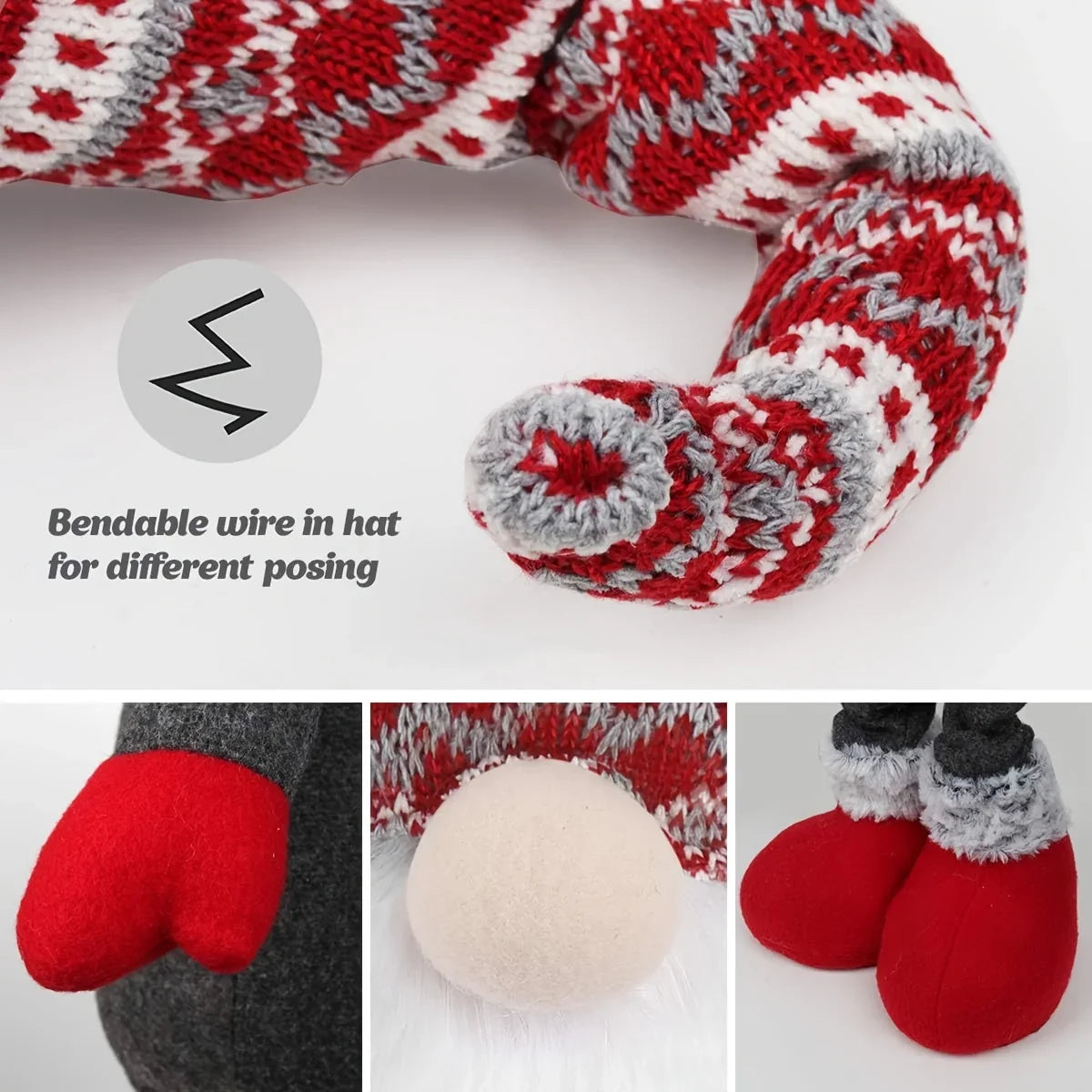 D-FantiX Extra Large 40" Standing Christmas Gnome - Scandinavian Tomte/Nisse Decoration with Retractable Spring Legs, Heavy-Duty Weighted Base, Red & Gray Nordic Colors - Indoor/Outdoor Holiday Decor for Home, Garden, or Gift House Of Avana