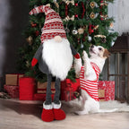 D-FantiX Extra Large 40" Standing Christmas Gnome - Scandinavian Tomte/Nisse Decoration with Retractable Spring Legs, Heavy-Duty Weighted Base, Red & Gray Nordic Colors - Indoor/Outdoor Holiday Decor for Home, Garden, or Gift House Of Avana