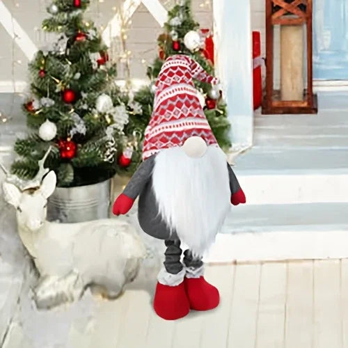 D-FantiX Extra Large 40" Standing Christmas Gnome - Scandinavian Tomte/Nisse Decoration with Retractable Spring Legs, Heavy-Duty Weighted Base, Red & Gray Nordic Colors - Indoor/Outdoor Holiday Decor for Home, Garden, or Gift House Of Avana