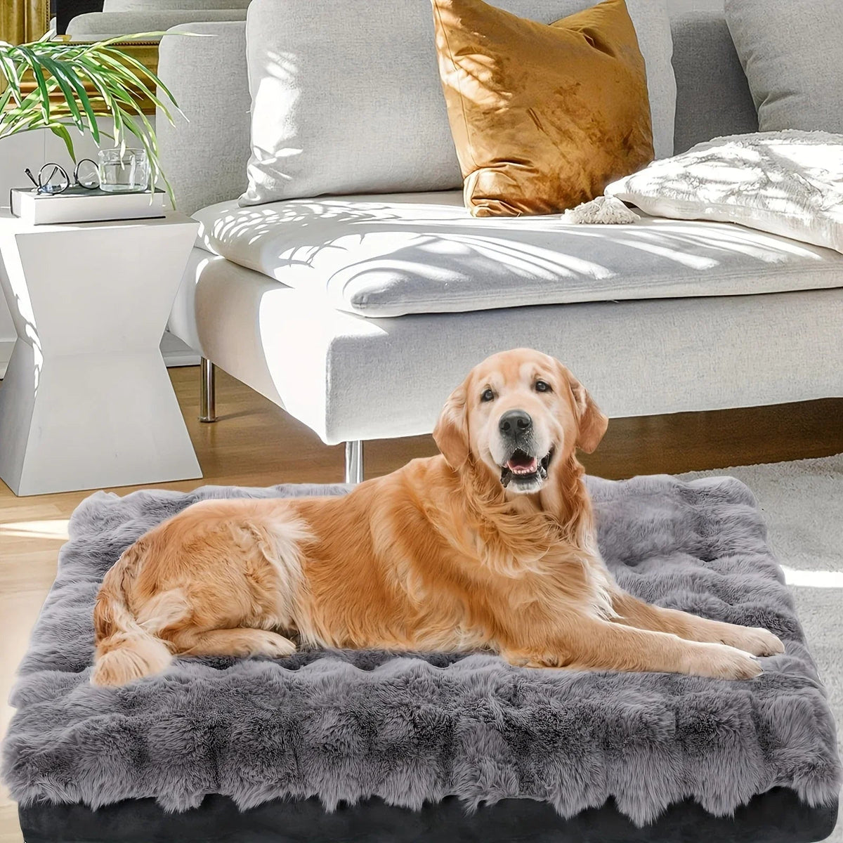 Extra Large Orthopedic Dog Bed - Luxurious Plush Faux Fur Kennel, Bite-resistant, Dirt-repellent and... - House Of Avana [[SKU:HOA-SCU-475]]