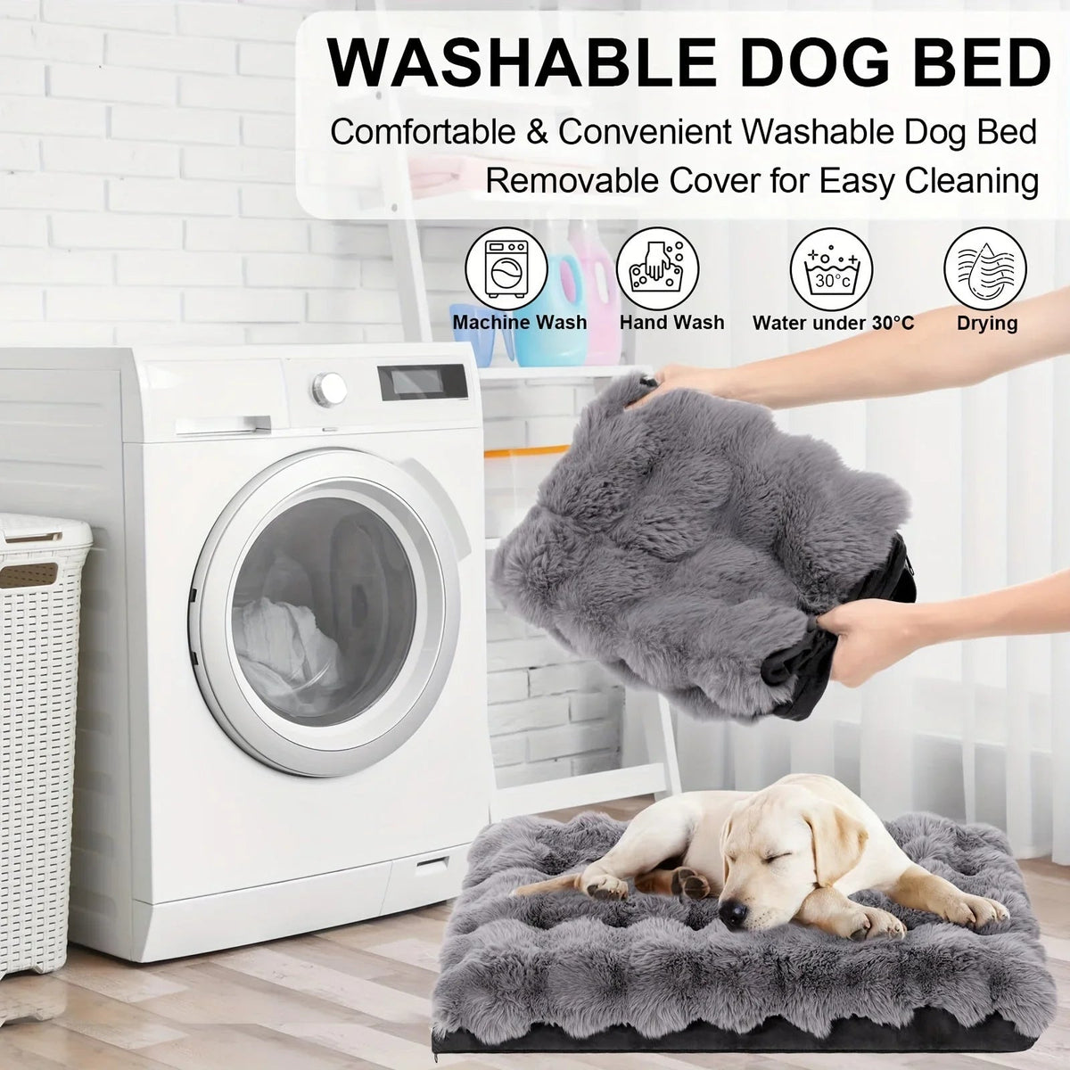 Extra Large Orthopedic Dog Bed - Luxurious Plush Faux Fur Kennel, Bite-resistant, Dirt-repellent and... - House Of Avana [[SKU:HOA-SCU-475]]