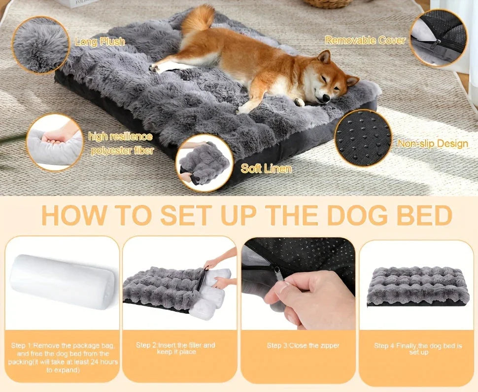 Extra Large Orthopedic Dog Bed - Luxurious Plush Faux Fur Kennel, Bite-resistant, Dirt-repellent and... - House Of Avana
