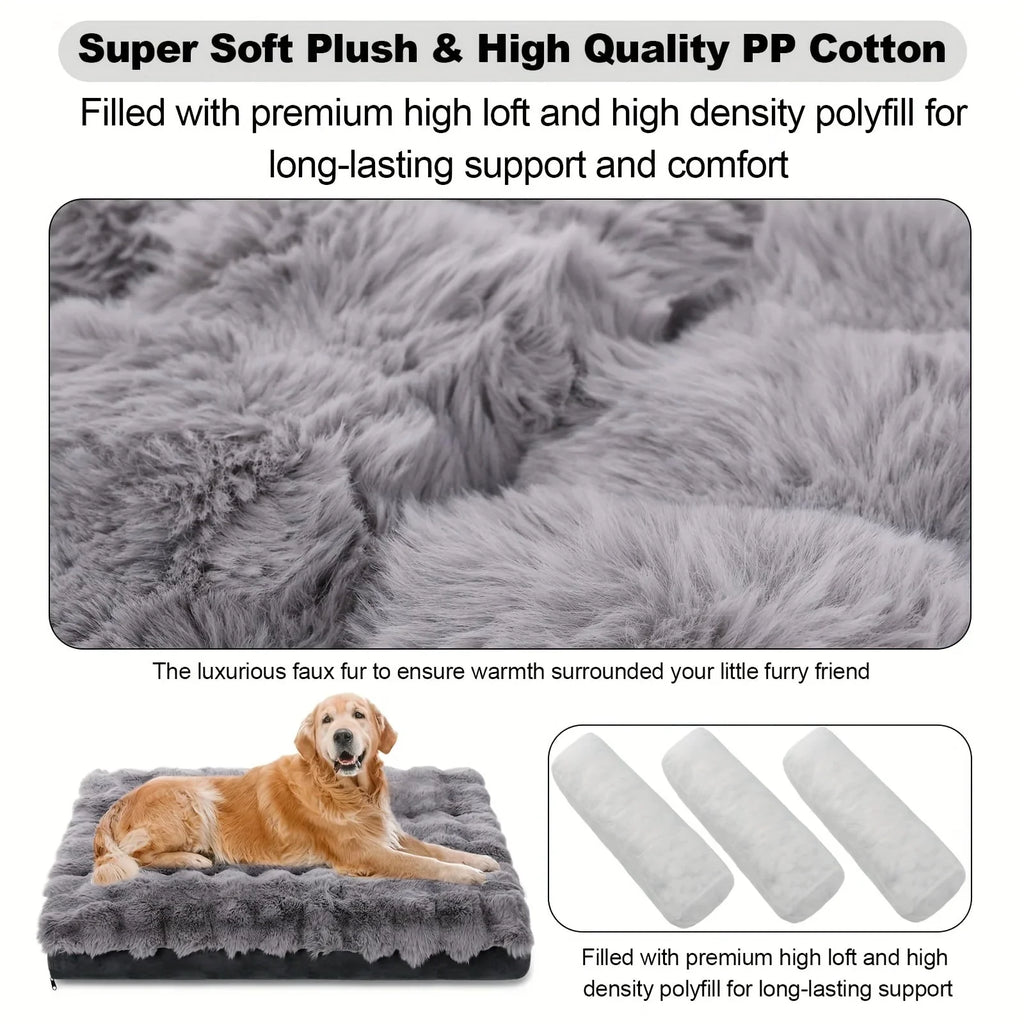 Extra Large Orthopedic Dog Bed - Luxurious Plush Faux Fur Kennel, Bite-resistant, Dirt-repellent and... - House Of Avana