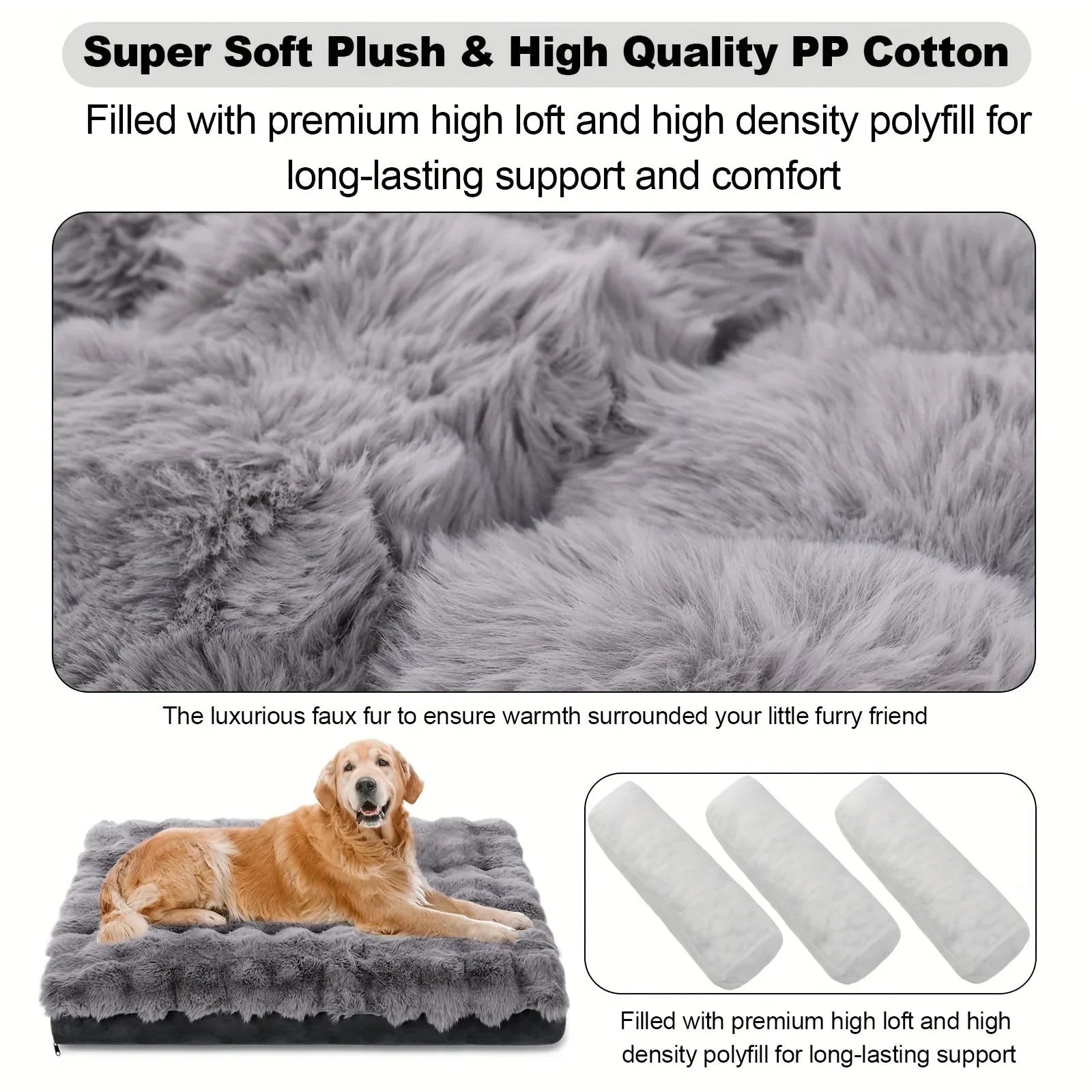 Extra Large Orthopedic Dog Bed - Luxurious Plush Faux Fur Kennel, Bite-resistant, Dirt-repellent and... - House Of Avana