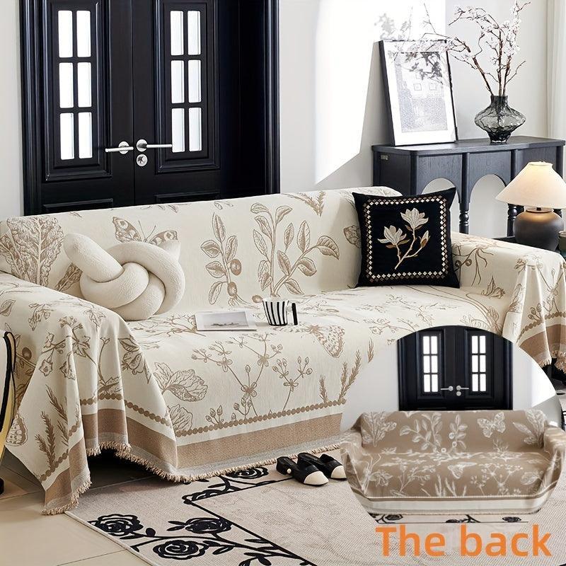 Soft & Cozy Chenille Reversible Sofa Cover - Black and White Couch topspet