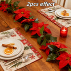 2-Pack Artificial Poinsettia Wreaths | Realistic Red Fake Christmas Wreaths for Christmas, Valentine's, Thanksgiving, and Halloween Decor | Suitable for Indoor/Outdoor Use on Stairs, Walls, Dining Tables | Maintenance-Free Pl House Of Avana