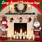 2pcs Christmas Gnome Plush Decorations-Long Leg Christmas Plush Doll, Stretchable Santa Claus And Snowman Figurines, Standing Dwarf Figurines for Shelf, Table, Fireplace, Room, Tieres Tray, Desk, Living Room, Dining Room, Cof House Of Avana