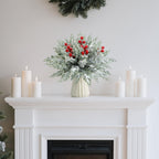 SHARKBEE 18pcs Artificial Pine Branches with Red Berry Picks 27.94cm Winter Christmas Greenery Fake Juniper Leaves Norfolk Pine Stems Needles for Craft Wreath Garland Vase House Of Avana