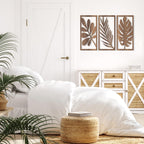 Wall Pediment - Tropical Leaf Design Wooden Natural