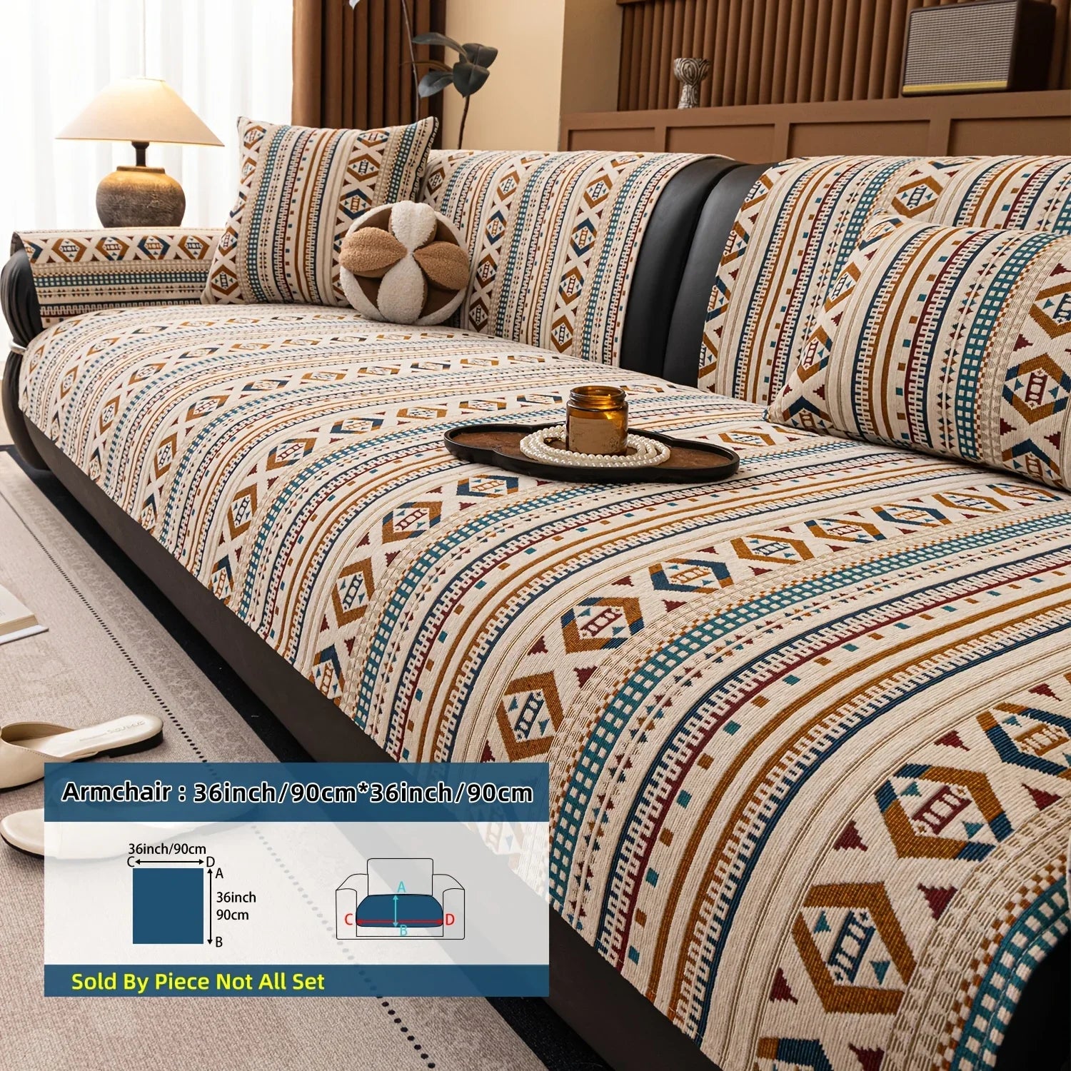 Sofa Cushion - Non-slip Chenille Geometric Multi-size