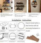 Round Floating 3-Tier Wall Shelf - Sturdy Wood And Metal Decorative Shelf for Living Room, Bedroom, Bathroom, Kitchen, Office, Halloween Decoration, Floating Shelves House Of Avana