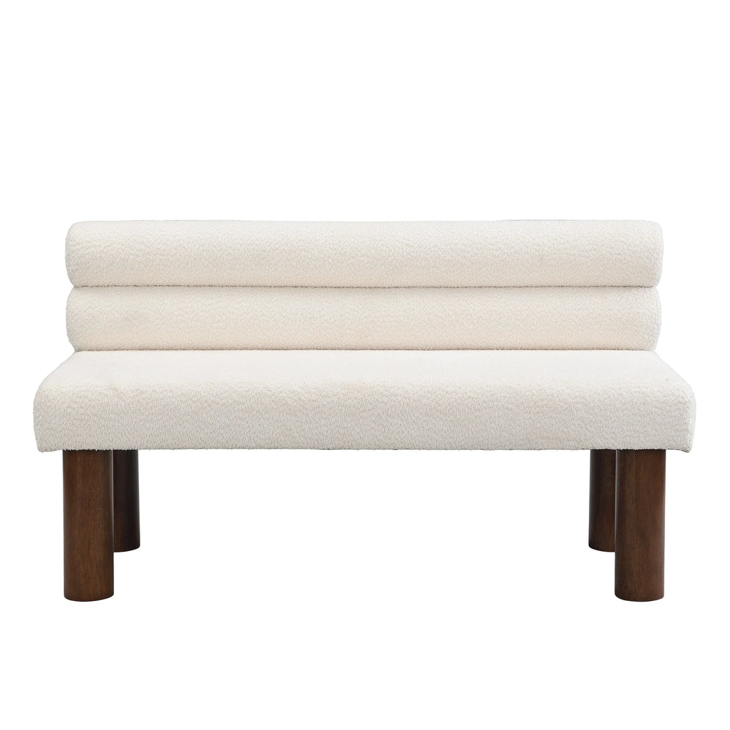Upholstered Dining Bench, End of Bed, Entryway Bench, Boucle Ottoman for Dining Room, Bedroom, Living Room, Rubber Wood Leg 330 LBS Support, Beige Streamdale Furniture
