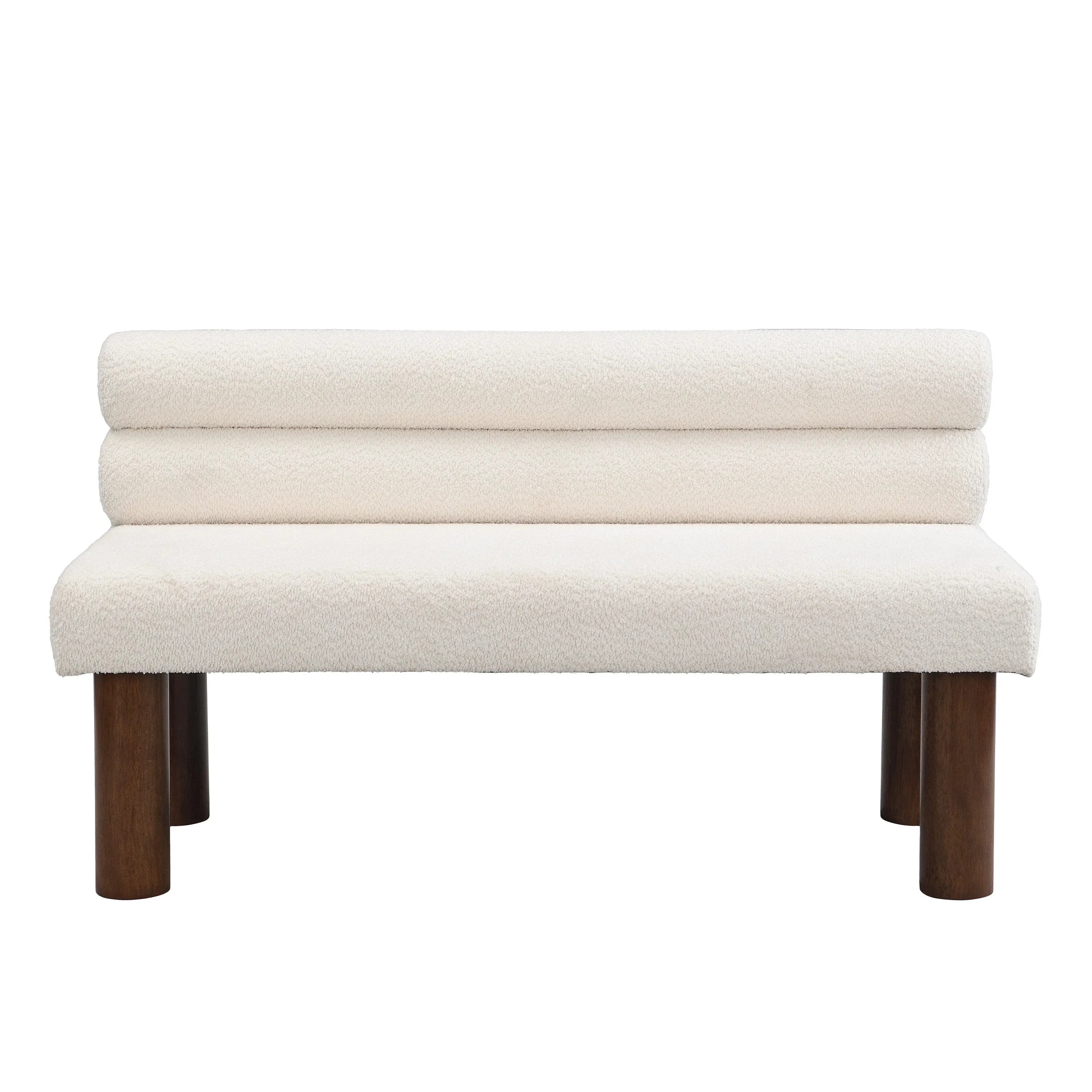 Upholstered Dining Bench, End of Bed, Entryway Bench, Boucle Ottoman for Dining Room, Bedroom, Living Room, Rubber Wood Leg 330 LBS Support, Beige Streamdale Furniture
