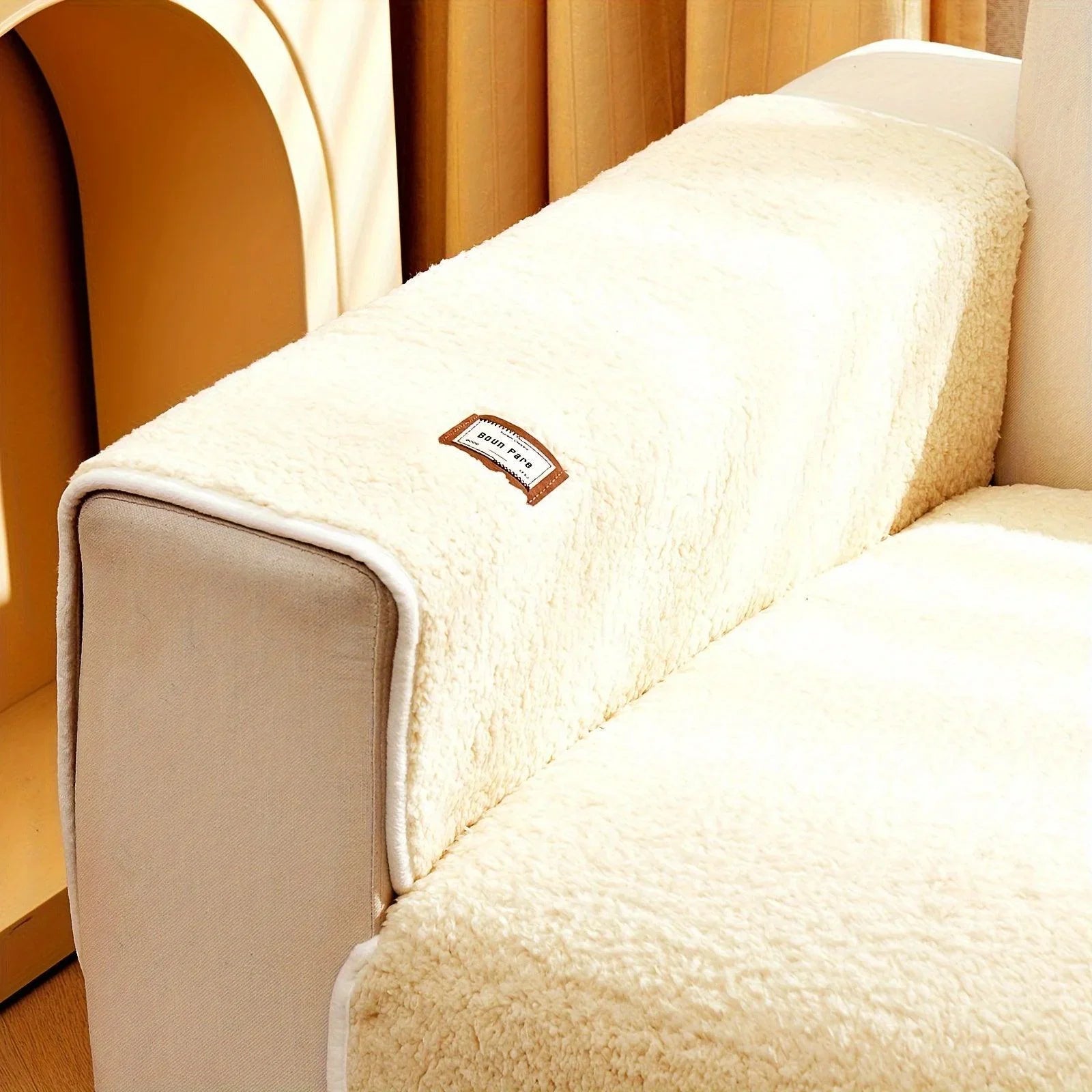 Durable 3 cushion couch cover | High-Quality Plush Sherpa Sofa Cover topspet