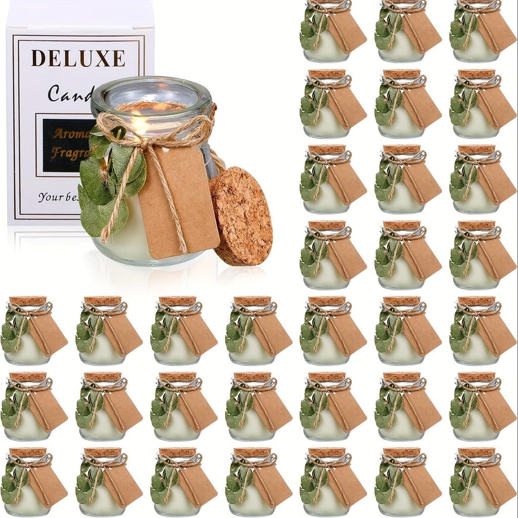 50 Sets Bulk Glass Jars with Scented Soy Wax - Green Leaves Aroma, High-Quality Wedding Favors for Guests, Includes DIY Tag Cards & Rustic Twine for Bridesmaid Groomsmen, Bridal Shower, Housewarming Party Decor House Of Avana
