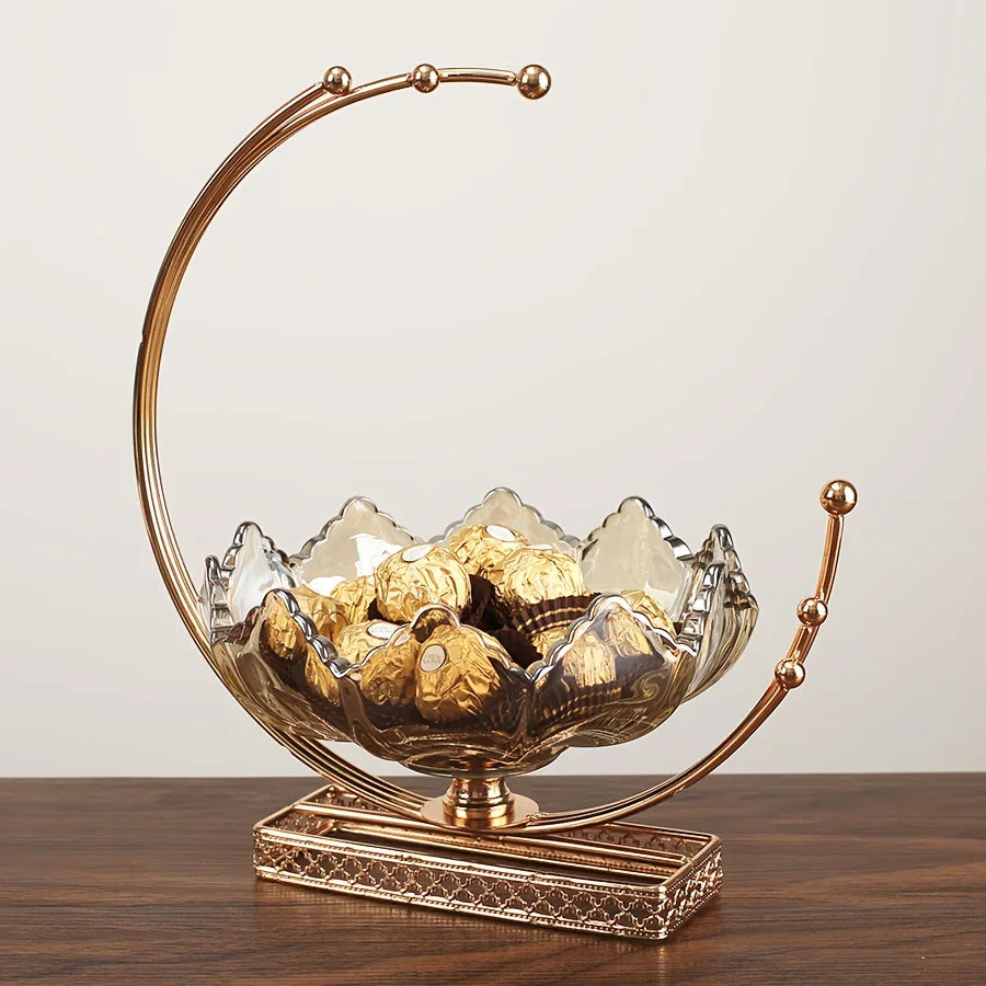 Gold Decor Bowl - Lotus Design Centerpiece
