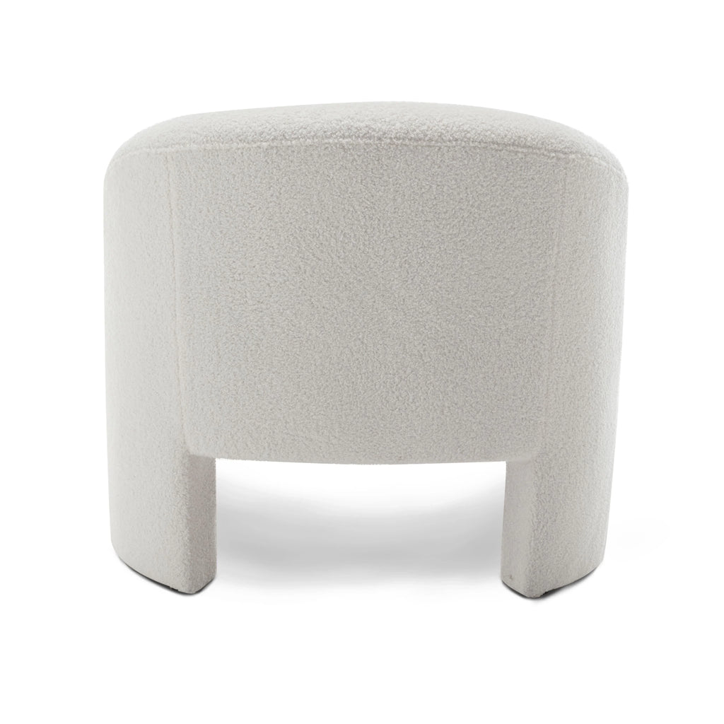 Teddy Boucle Fabric White Nicci Accent Chair with Footstool House Of Avana