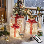 Three sizes of Christmas gift box decorative lights, large stage scene decoration, bow tie, 60 LED bead luminous gift box, suitable for weddings, courtyards, homes, holiday decoration, Halloween and Christmas decoration, holi House Of Avana