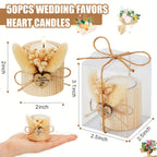 [Light Brown Wedding Party Candle Gifts] 50pcs Rustic Wedding Favor Candle Holders Bridal Shower Favors Candles Wedding Party Favors Wedding Wooden Candle Gifts Wedding Souvenirs for Guest Romantic Gifts Wedding Decorations, House Of Avana
