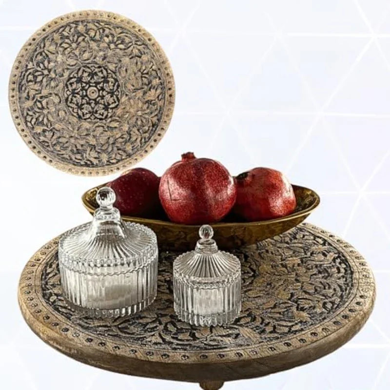 Wooden Tray - Rustic Serving Circle