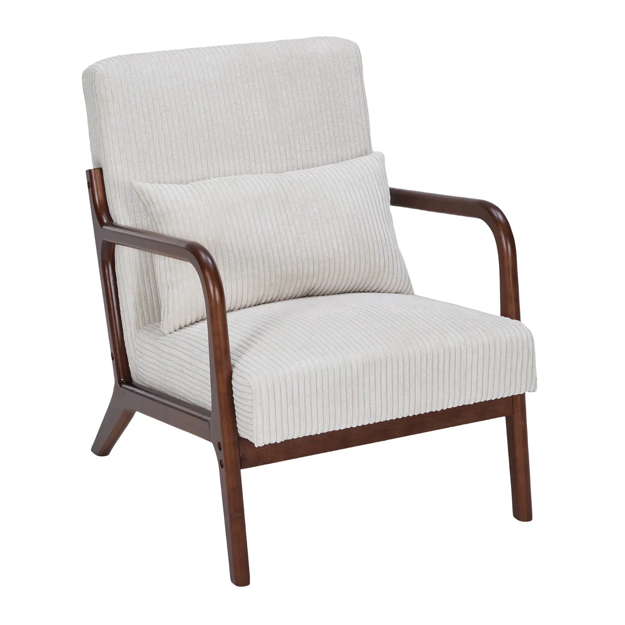 Mid-Century Modern Accent Chair, Arm Chair Living Room Chairs with Pillow Upholstered Reading Chair with Solid Wood Frame & Living Room Bedroom Balcony (beige) Streamdale Furniture
