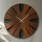 Artistic Wooden Wall Clock - Silent, Non-Ticking, Unique Irregular Shape | Decorative MDF Home Decor for Living Room, Bedroom, Office House Of Avana