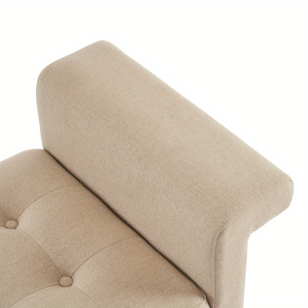 Heavy-Duty Extra Long Ottoman Bench Seat - Upholstered Footrest with Tufted Padded Seat, 300 lbs Capacity, Light Khaki Furniture for Living Room, Bedroom, Entryway - Sturdy End of Bed Bench or Footstool, Bedroom Seating, Eleg House Of Avana