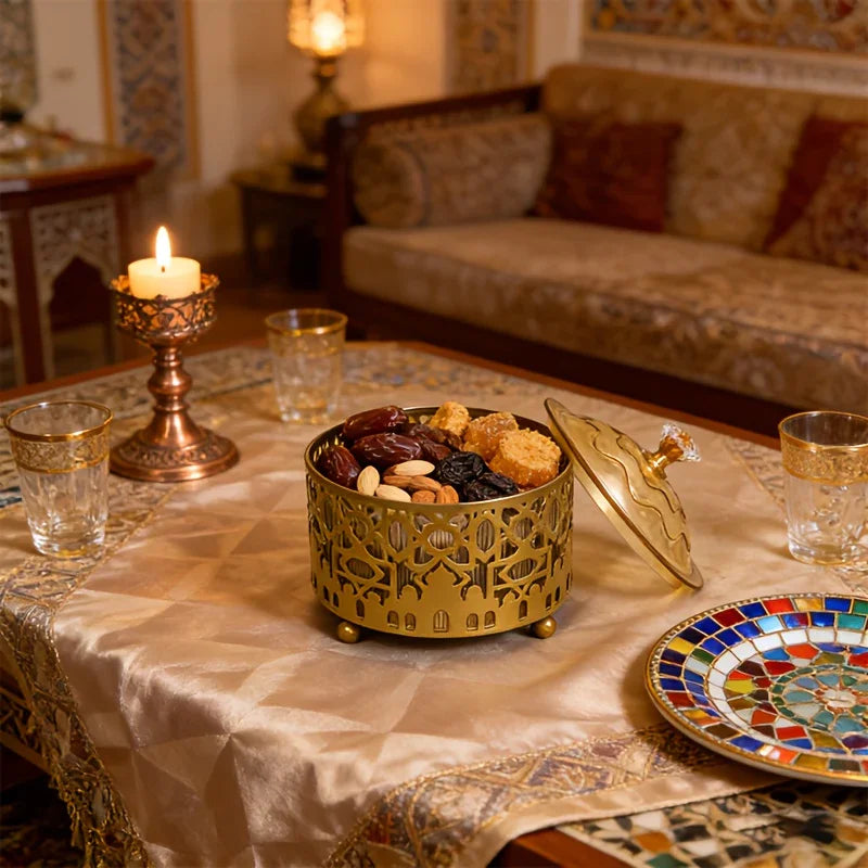 Ramadan Candy Jar - Golden Islamic Style