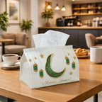 Tissue Box - Green Crescent Moon Polyester Small