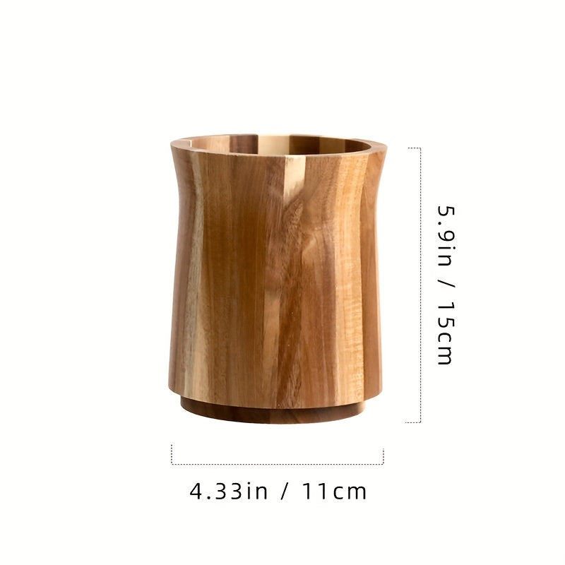 LEEAN Acacia Wood Utensil Holder - 360° Rotating Kitchen Organizer with 7.2in & 5.9in Compartments, Natural Wood Farmhouse Decor for Spatulas, Whisks & Cooking Tools, Wooden Kitchen Accessories, Modern Countertop, Sturdy Con House Of Avana
