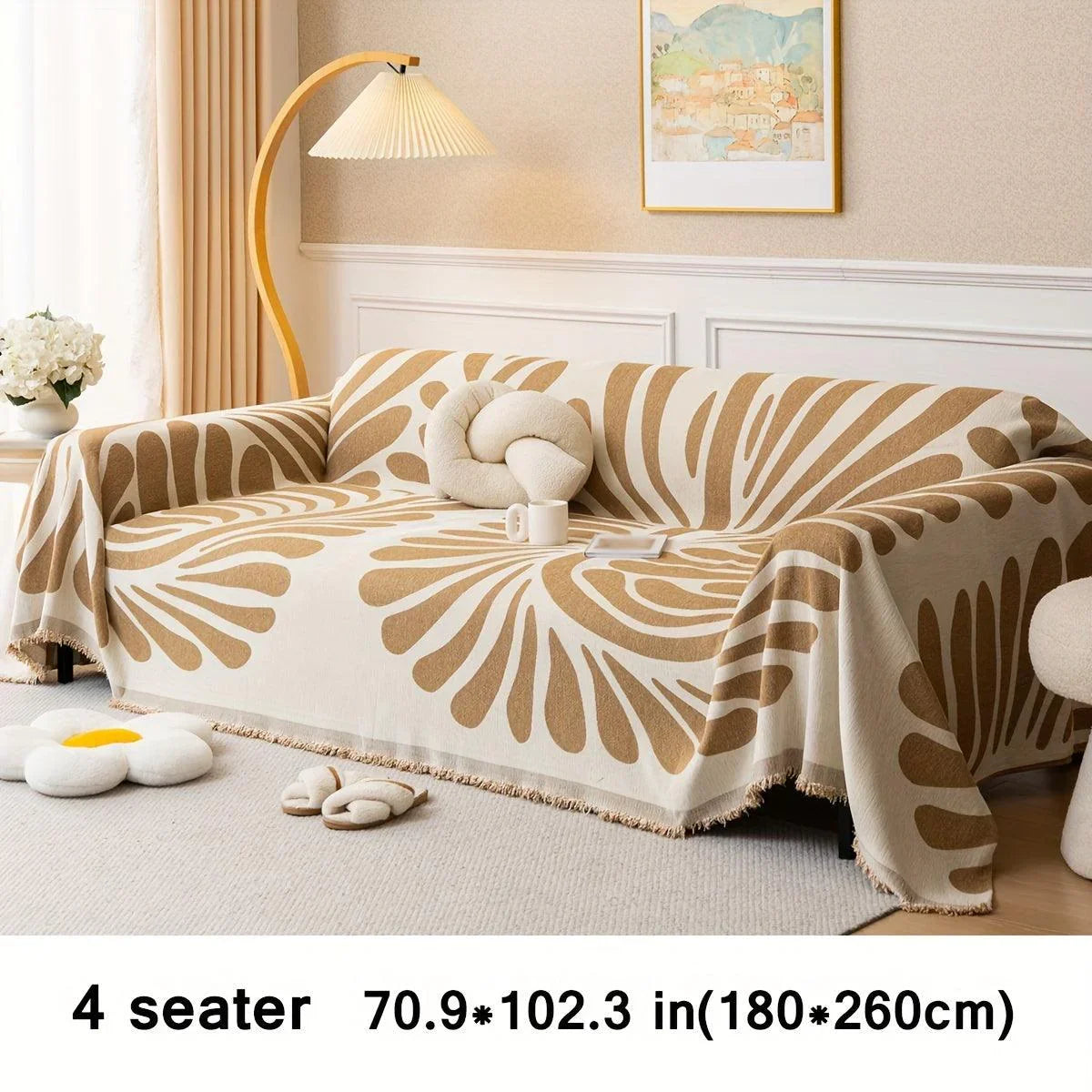 Versatile Chenille Sofa Cover - Pet-Friendly, Orange Dog Couch Cover topspet