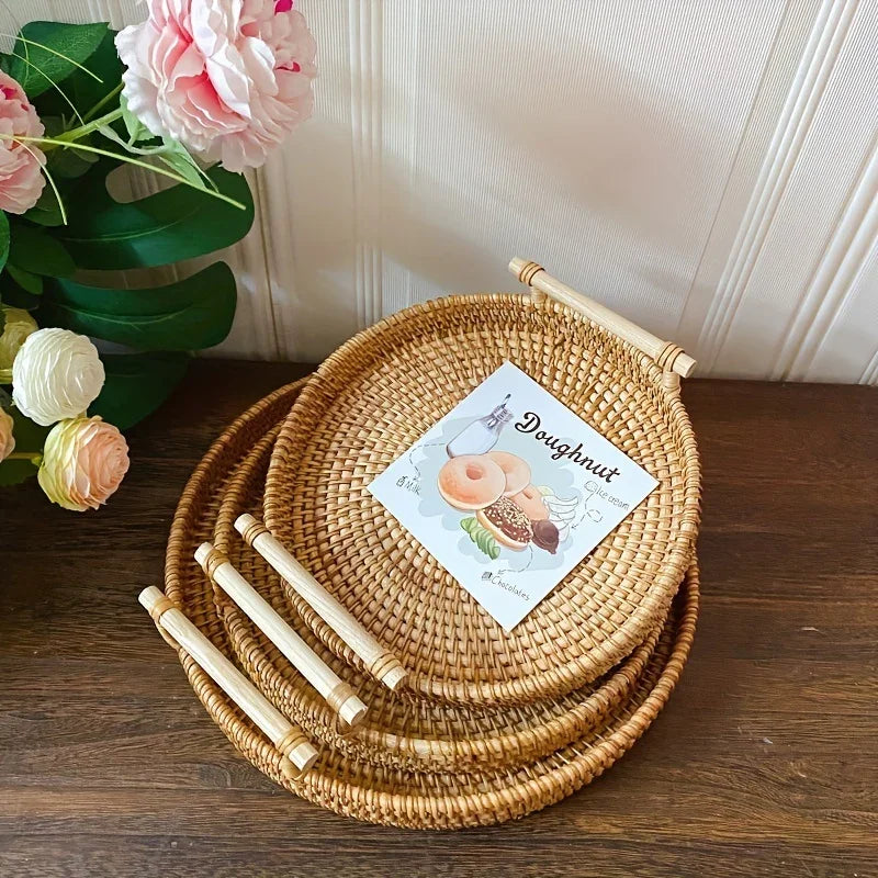 Handmade Rattan Trays - Fruit Plates, Heat-Resistant Mats