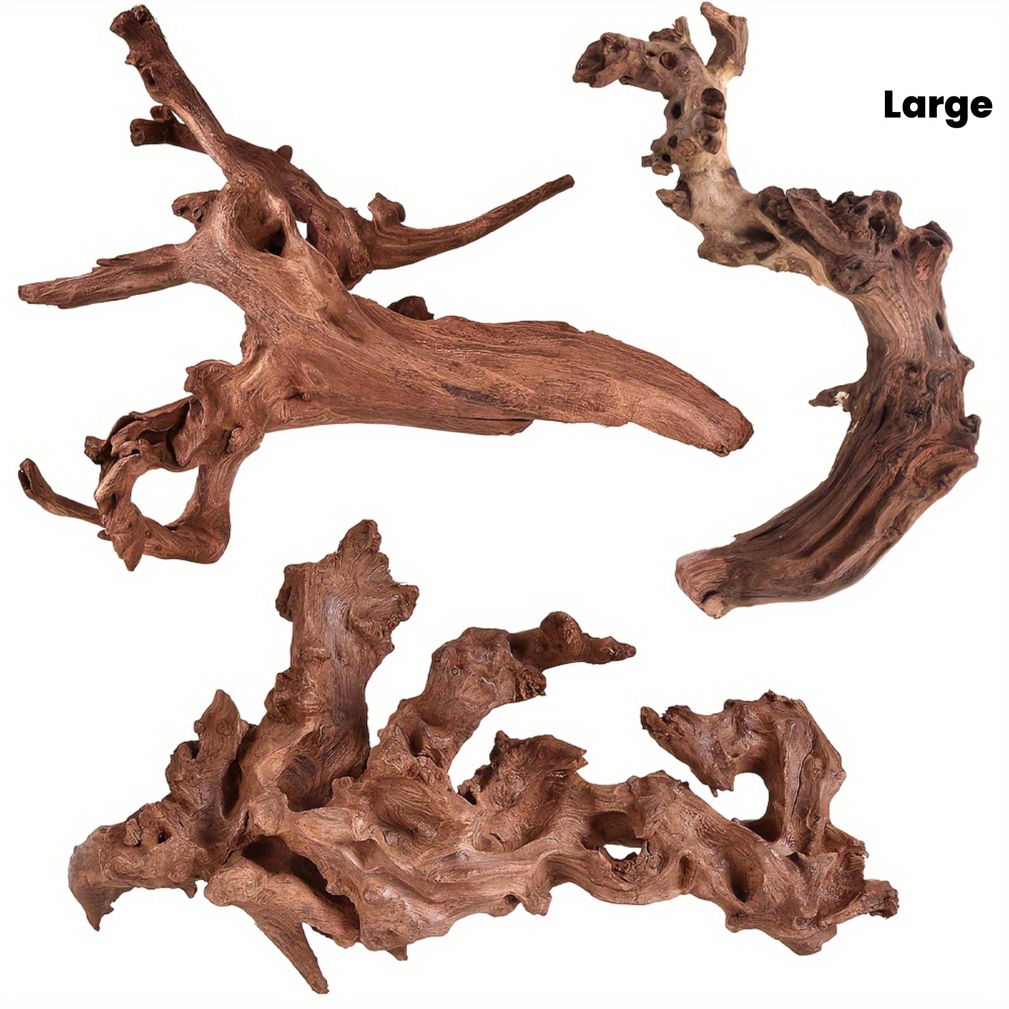 3pcs Natural Large Driftwood For Aquarium Decor, Sinking Wood Fish Tank Decor For Aquarium, Reptile Tank House Of Avana
