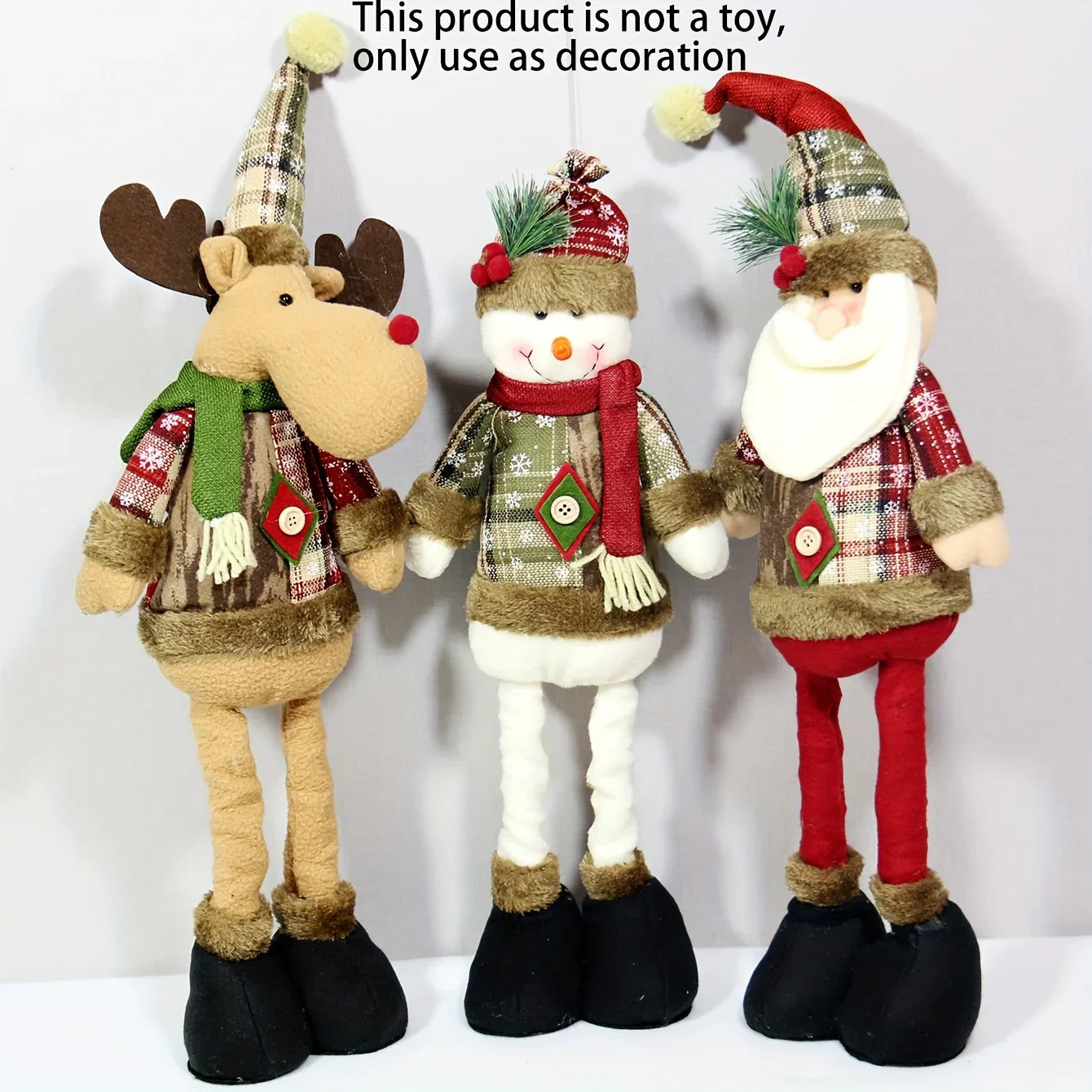 S Set 50cm Tall Retractable Legged Christmas Dolls - Extended Height, No Electricity Needed, Durable... - House Of Avana