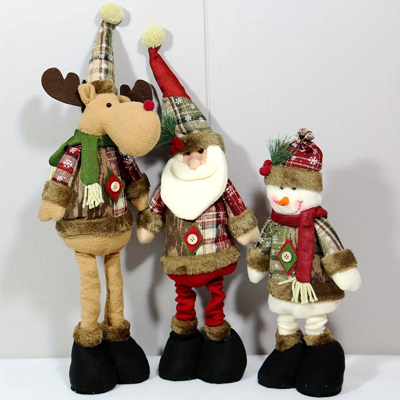 S Set 50cm Tall Retractable Legged Christmas Dolls - Extended Height, No Electricity Needed, Durable... - House Of Avana