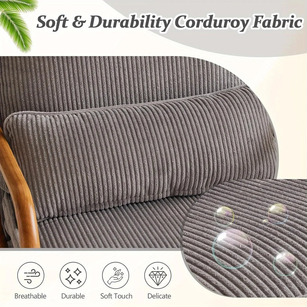 Mid-Century Modern Blue & White Striped Accent Armchair with Lumbar Pillow - 16cm Thick Seat Cushion, Wooden Armrests, Cozy Lounge Chair for Bedroom, Living Room, Reading Nook, Armchair for Living Room, Bedroom Seating, Minim House Of Avana