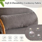 Mid-Century Modern Blue & White Striped Accent Armchair with Lumbar Pillow - 16cm Thick Seat Cushion, Wooden Armrests, Cozy Lounge Chair for Bedroom, Living Room, Reading Nook, Armchair for Living Room, Bedroom Seating, Minim House Of Avana