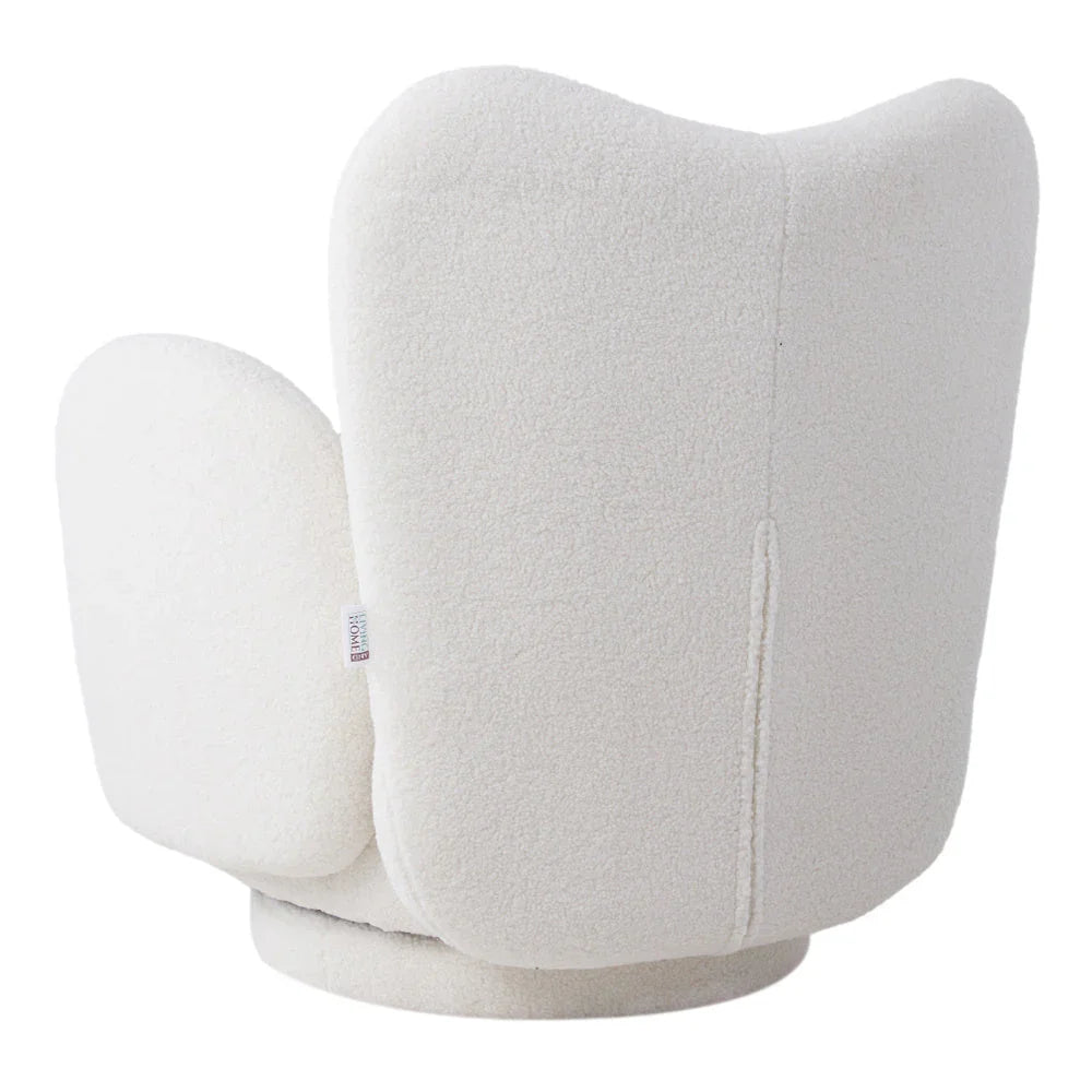 1pc 360° Swivel Plush Teddy Fabric Accent Chair, Sofas, Armchair, Swivel Chair- Heart-Shaped Back Rotating Lounge Chair with Removable Arms, Beige Reading Chair for Living Room Bedroom, Creamy White House Of Avana