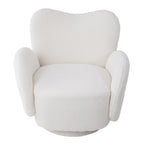 Plush velvet accent chair with heart-shaped swivel teddy, beige upholstery - House of Avana