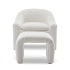 White fabric accent chair with cushioned seat, upholstered design - House of Avana