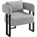 Fabric Upholstered Accent Armchair with Boucle Texture, angled view - House Of Avana