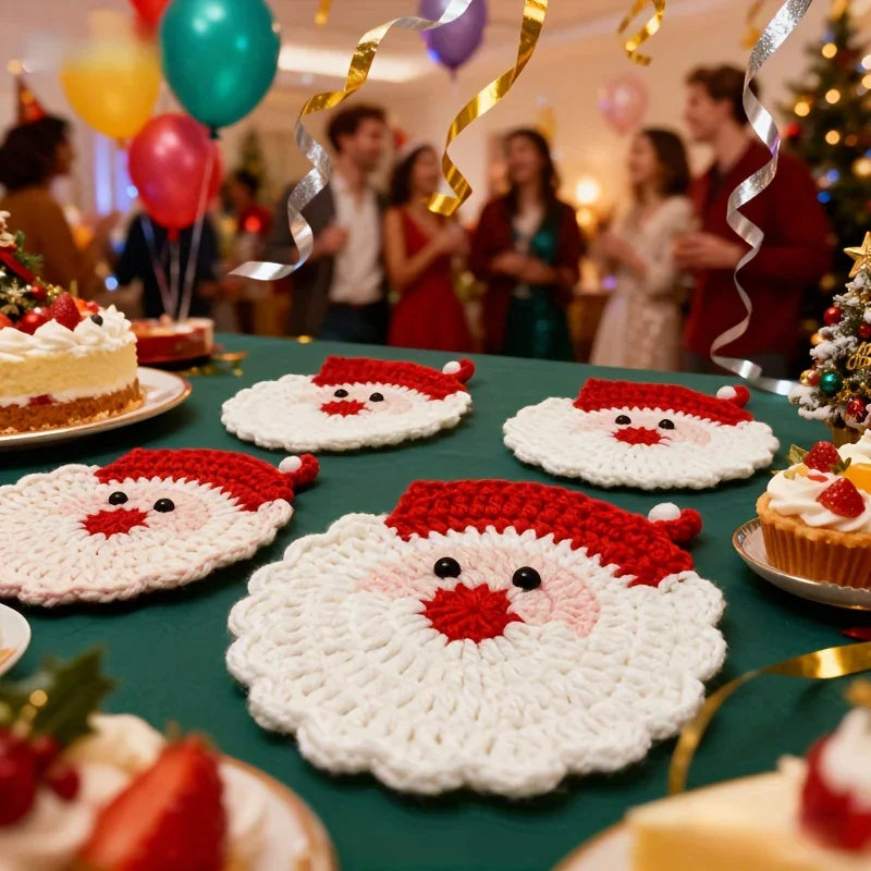 Crochet Coasters - S Santa Claus Set, Durable Fabric & Heat-resistant - House Of Avana