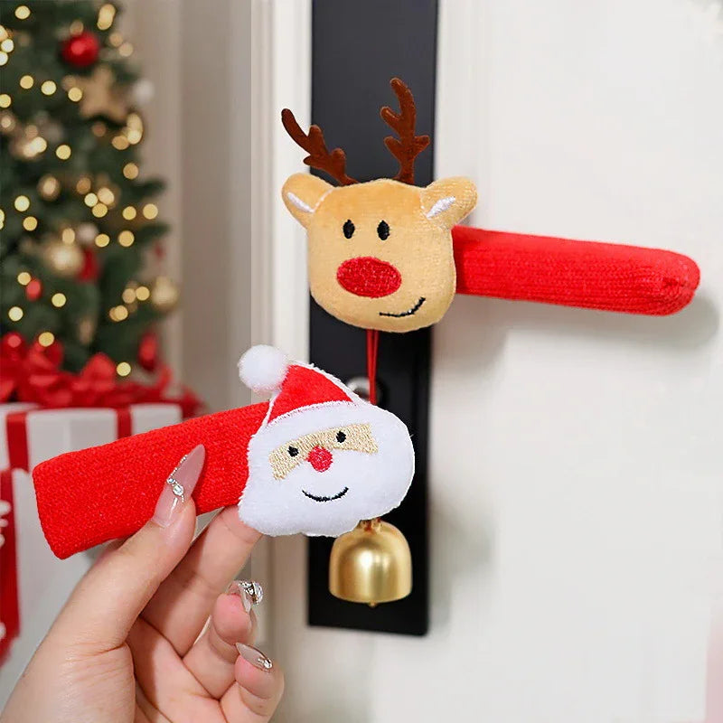 Fabric Elf Door Knocker with Golden Bell & Hook, Red/green Christmas Door Hanger - House Of Avana