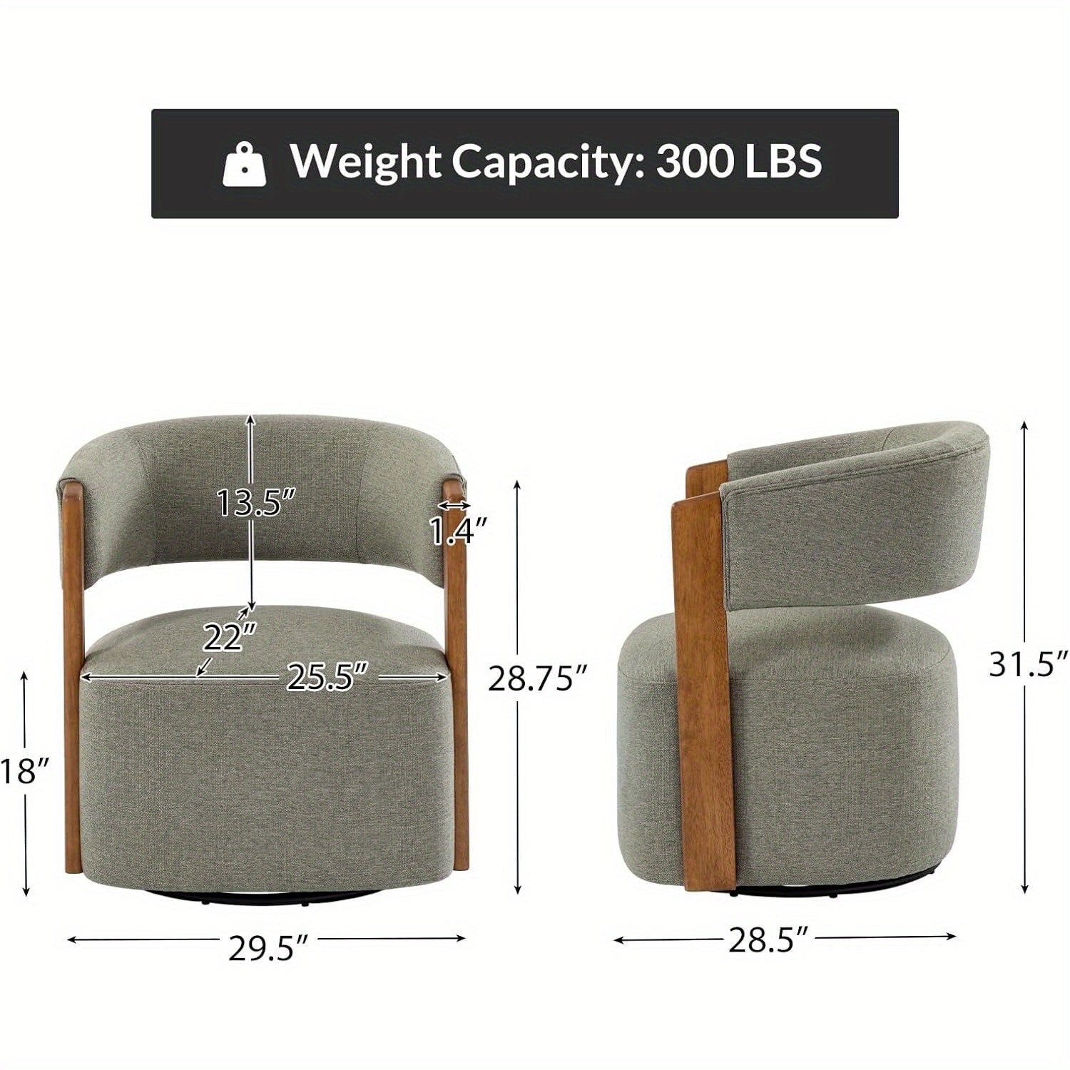 Modern Swivel Barrel Chair - 360° Rotating Accent Armchair with Plush Cushioned Seat, Sturdy Hardwood Frame & Soft Fabric Upholstery, No Assembly Required, Mixed Colors for Living Room, Bedroom, Office - Contemporary Home De House Of Avana