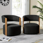 Modern Swivel Barrel Chair - 360° Rotating Accent Armchair with Plush Cushioned Seat, Sturdy Hardwood Frame & Soft Fabric Upholstery, No Assembly Required, Mixed Colors for Living Room, Bedroom, Office - Contemporary Home De House Of Avana