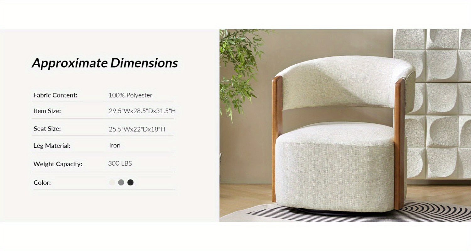 Modern Swivel Barrel Chair - 360° Rotating Accent Armchair with Plush Cushioned Seat, Sturdy Hardwood Frame & Soft Fabric Upholstery, No Assembly Required, Mixed Colors for Living Room, Bedroom, Office - Contemporary Home De House Of Avana