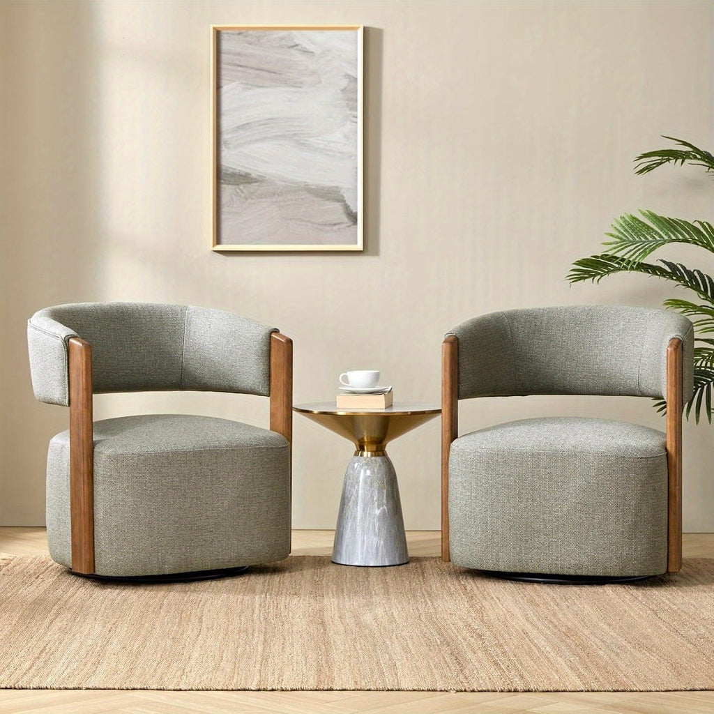 Modern Swivel Barrel Chair - 360° Rotating Accent Armchair with Plush Cushioned Seat, Sturdy Hardwood Frame & Soft Fabric Upholstery, No Assembly Required, Mixed Colors for Living Room, Bedroom, Office - Contemporary Home De House Of Avana