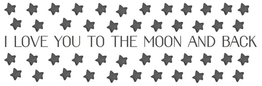 "i Love You to the Moon and Back" - Full Moon and Stars - Fabric Nursery Wall Art Decals, detail shot - House Of Avana