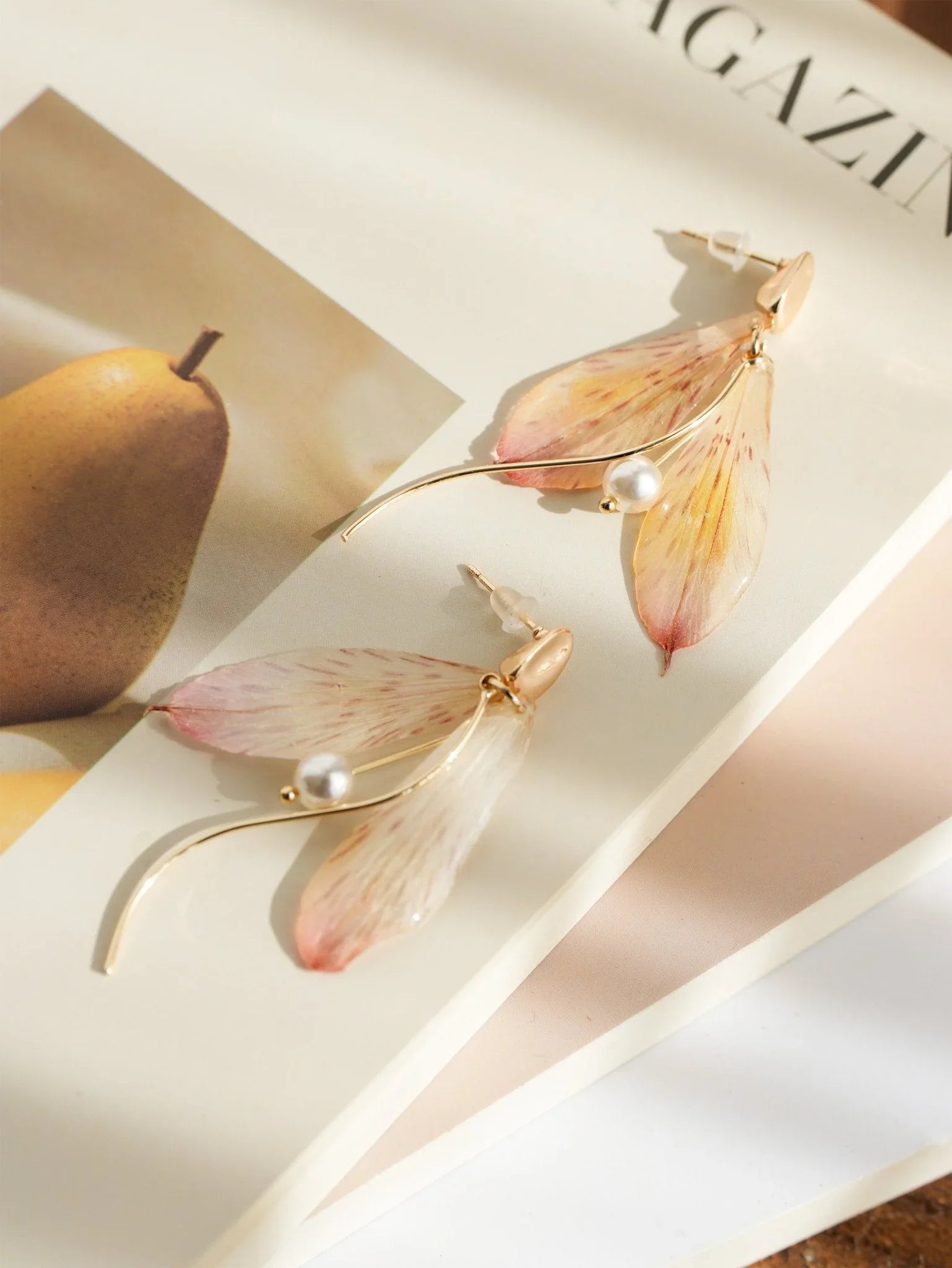 "Fairy Wings" Real Alstroemeria Earrings