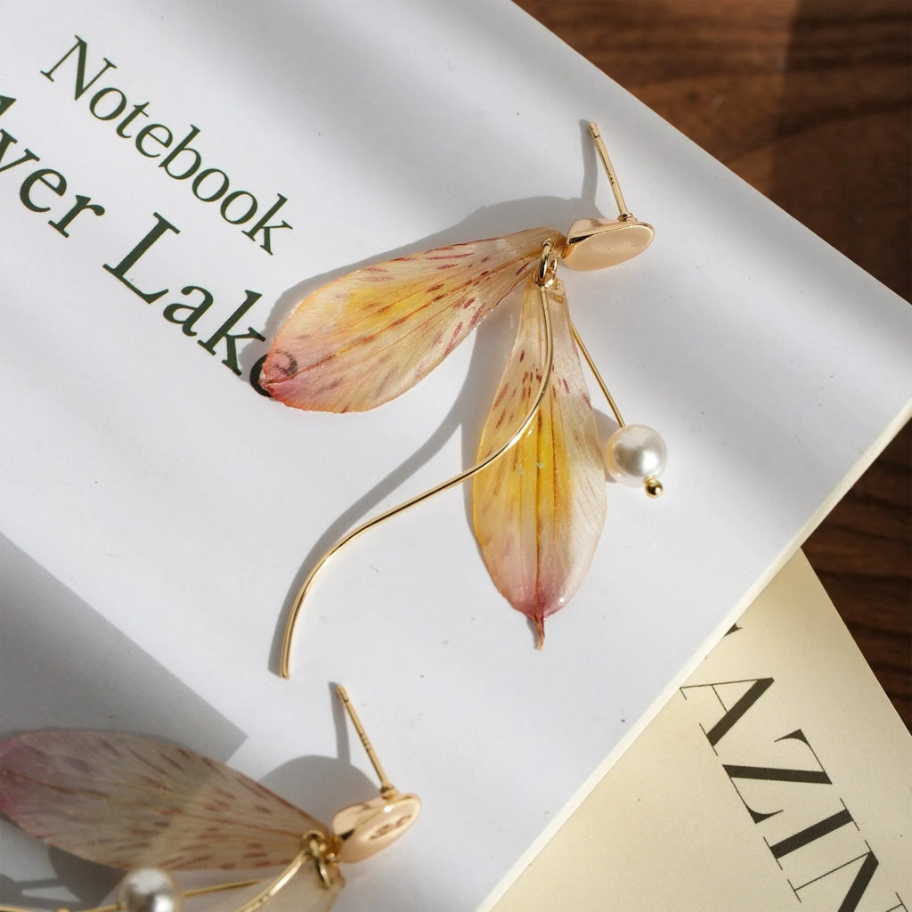 "Fairy Wings" Real Alstroemeria Earrings